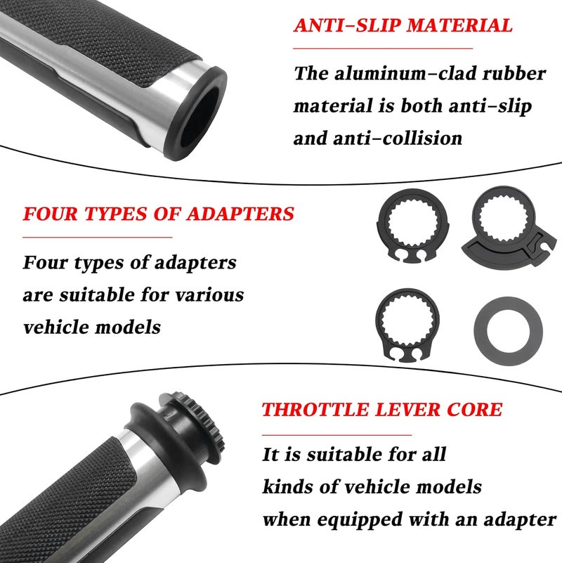 VUOZIP 7/8" 22mm Motorcycle Brake Lever Handlebar Master Cylinder Clutch Levers Left & Right Set + Hand Grips + Handlebar Ends Set for Harley Honda Kawasaki Suzuki Yamaha (Silver) - Image 3